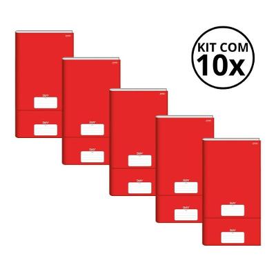 Caderno Brochura OEM Stiff Universitario Pautado Capa Dura 80 Folhas Kit 10 Azul e Preto e Vermelho