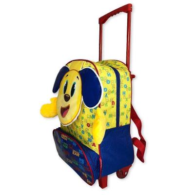 Mochila Infantil Escolar com Rodinhas Rocie Cachorro Poliester e PVC Amarelo