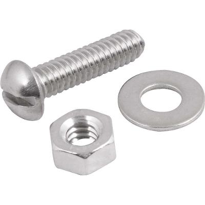 Parafuso Máquina Aço Inox Cabeça Redonda Fenda Simples 1-4 X 1 com Porca e Arruela Lisa Vonder