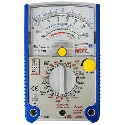 Multímetro Analógico ET-3021C Mede Tensão DC AC Corrente DC Resistência Diodo LED Transistor Minipa
