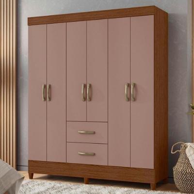 Guarda Roupa Closet Mobi Six Wide Nogueira Cappuccino 2 Gavetas MDP 147CM Casah
