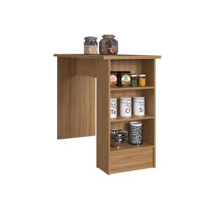 Bancada Ilha de Cozinha Gaia 3 Nichos 3 Prateleiras MDP 15mm Naturalle Decibal Móveis