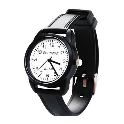 Relógio de Pulso Masculino Shunway 50m Analógico Silicone Resistência Água 50m Preto Tudo em Caixa