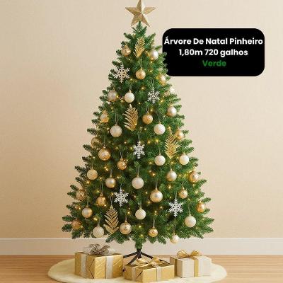Árvore de Natal Pinheiro 1,80m Verde 720 Galhos Estrutura Resistente Tuut