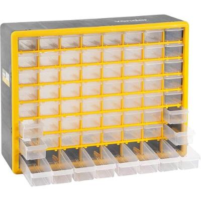 Organizador Plástico OPV 310 para Peças Pequenas com 64 Gavetas Preto Amarelo Vonder