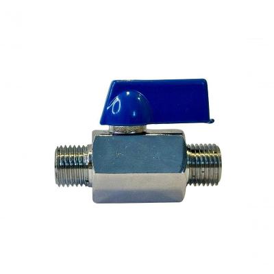 Registro Válvula Esfera Mini Macho X Macho 1-4 BSP Latão Niquelado Hidraflux