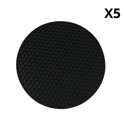 Kit 5 Descansos de Panela Silicone Favo de Mel Multiuso Resistente Até 240°C Preto OEM