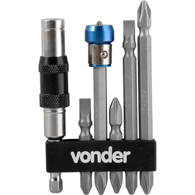 Jogo de Bits Ponteiras 8 Peças Encaixe Sextavado 1-4 Extensão Magnética Articulada Vonder