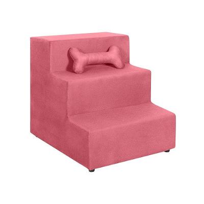 Escada para Pet SMF Decor 3 Degraus Gato e Cachorro Rosa Único