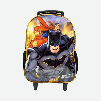 Mochila Infantil de Rodinhas Xeryus Liga da Justiça Poliéster e PVC Preto