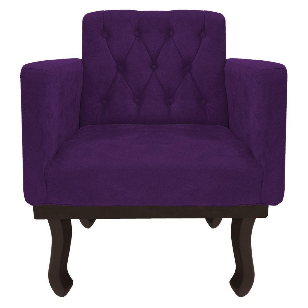 Kit Diva Recamier Diana 140Cm Lado Esquerdo E 02 Poltronas Classic Suede Roxo - 10
