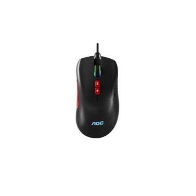 Mouse Gamer com Fio GM180 7 Botões Programáveis 7200 DPI Iluminação RGB Preta AOC