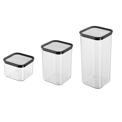 Kit 3 Potes Herméticos para Alimentos Vedação de Silicone Material Livre de BPA Formato Quadrado