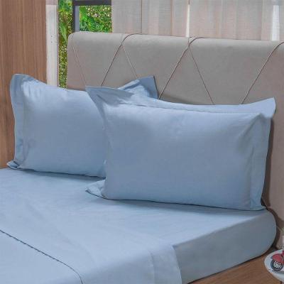 Jogo de Cama Casal 200 Fios Liso 4 Peças 100% Algodão Azul Tessi