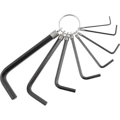 Jogo de Chaves Hexagonais Allen Serie Curta com Argola 8 Pecas 1,5mm a 8,0mm Fosfatizado Preto