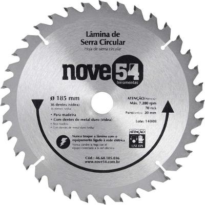 Lâmina de Serra Circular 4668185036 Metal Duro Vídea para Cortar Madeiras 185MM 20MM 36 Dentes