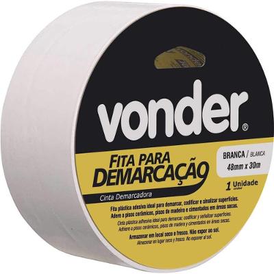 Fita Adesiva para Demarcação 48MM X 30M Branca para Pisos Cerâmicos Madeira e Cimento Vonder