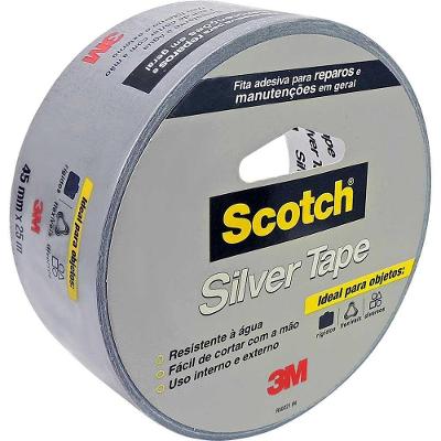 Fita Silver Tape Scotch para Reparo Provisorio Fixacao e Manutencao Rapida Prata