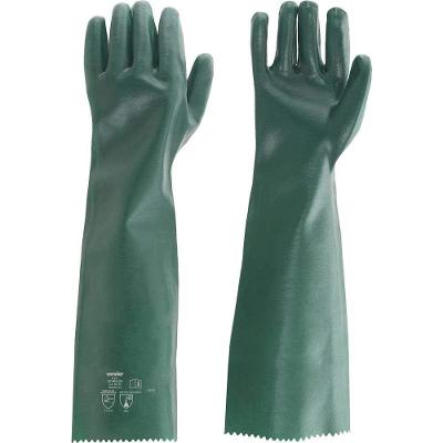 Luva de PVC Lisa com Forro PLV 0065 Proteção das Mãos Contra Agentes Abrasivos e Químicos Verde
