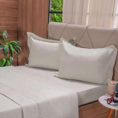 Jogo de Cama Queen 200 Fios Liso 4 Peças 100% Algodão Amendoa Tessi