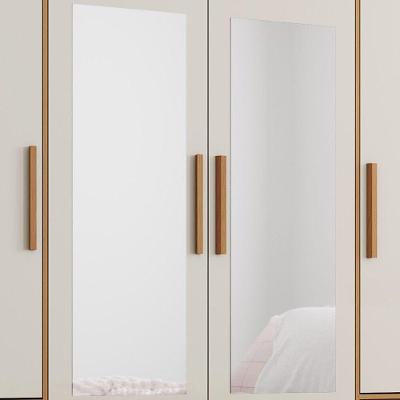 Espelho para Guarda Roupa Espelhos Retangular 95CM X 33CM Branco Kit com 2 Móveis Henn