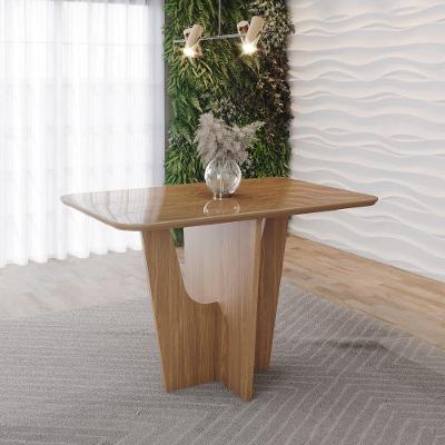 Mesa de Jantar Natalí 4 Lugares Retangular Tampo MDF e Vidro Nature Móveis Henn