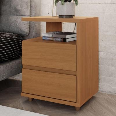 Mesa de Cabeceira Layla Gold 2 Gavetas Moderno Cinamomo Casa 812