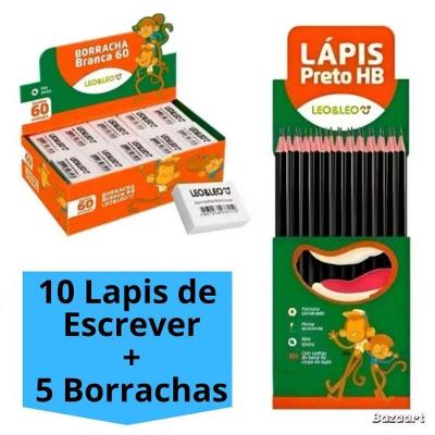 Kit Lápis e Borrachas OEM Leo&Leo N60 Resina Sintética 50 Preto e 20 Branca