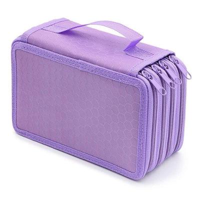 Estojo Escolar OEM Box Quatro Camadas com 72 Furos Material Oxford Roxo