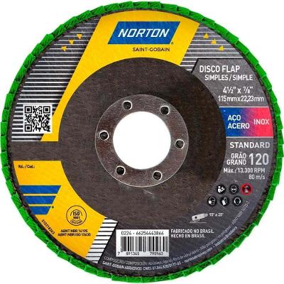Disco Flap de Desbaste Acabamento R244 Standard Grao 120 4.1-2 115mm Norton