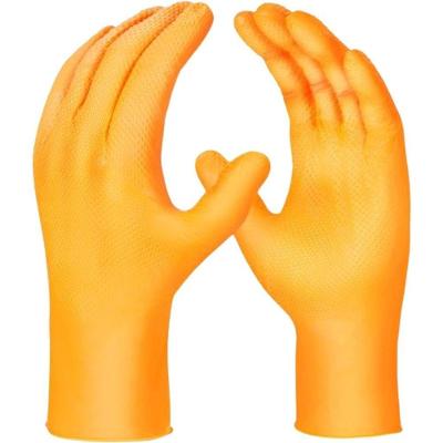 Luva Nitrílica Descartável Sensiflex Grip Ambidestra sem Talco Textura Antiderrapante Laranja g 50