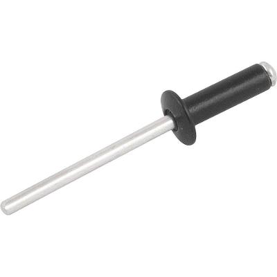 Rebite de Repuxo 3,2mm X 16,0mm Preto Pacote com 100 Peças Corpo em Alumínio