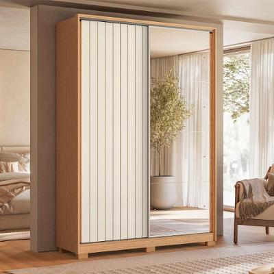Guarda Roupa Frizatto Mirror Flex 3 Gavetas 4 Prateleiras MDF-MDP Freijó-off White-titanium Casah