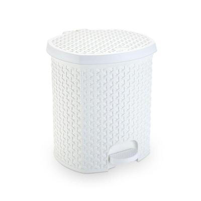 Lixeira Cesto 6L Rattan Plástico com Pedal Banheiro Branco Plasnorthon
