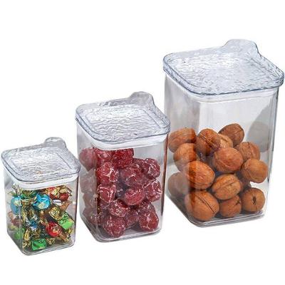 Kit 3 Potes Herméticos Quadrados com Tampa Plástico Empilhável Transparente Top Rio Comercial 400ML