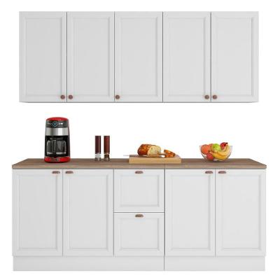 Cozinha Modulada Unna J00110P 6 Portas 3 Gavetas 200cm Branco Poliman Móveis