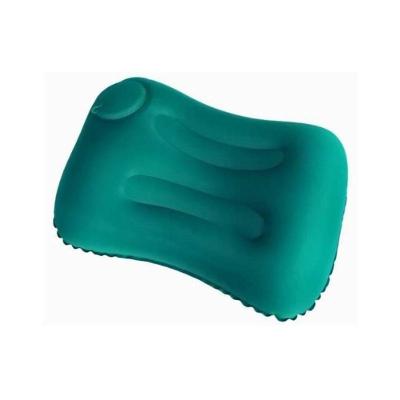 Almofada de Pescoço Inflável para Viagem com Inflador Integrado Verde PVC Flocado