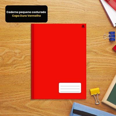 Caderno Pequeno Costurado Capa Dura 96 Folhas Compacto Leve para Anotacoes Vermelho