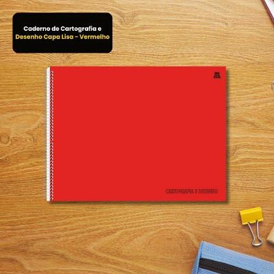 Caderno de Cartografia e Desenho Capa Lisa Vermelho 60 Folhas