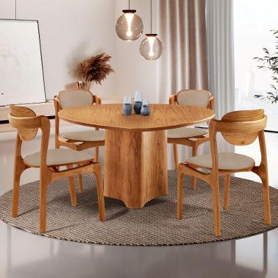 Conjunto de Jantar Selene 6 Lugares Tampo MDF Organico Laminado Bege 135CM Mobilare