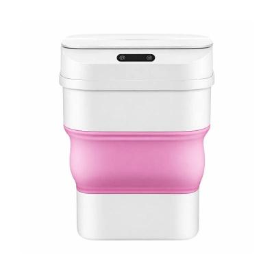 Lixeira Automática Inteligente Dobrável com Sensor de Aproximação Estrutura Retrátil Rosa