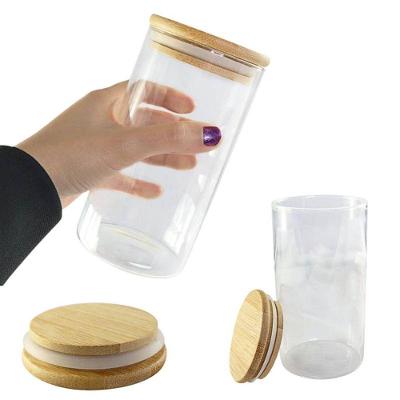 Pote Hermético Multiuso Vidro Borossilicato Tampa Bambu Vedação Silicone Armazenar Alimentos 1200ML