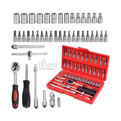 Kit de Ferramentas 46 Peças com Maleta Chave Catraca Bits Soquetes Aço Cromo Vanádio