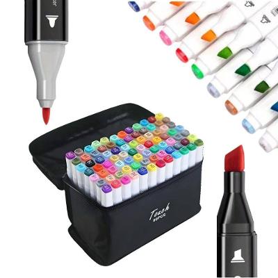 Kit Canetas Marcador Permanente Ponta Dupla 80 Cores e Bolsa