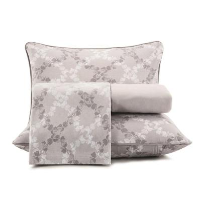 Jogo de Cama Queen 4 Peças Malha Fio Penteado Videira Cinza Altenburg