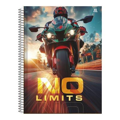 Caderno Universitario 1 Materia Moto Extreme 80 Folhas Espiral Preto