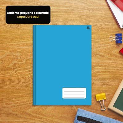 Caderno Pequeno Costurado Capa Dura Azul 96 Folhas Papel