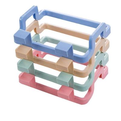 Suporte para Saco de Lixo Multiuso Porta Armário Cozinha Banheiro Plástico Azul Yeet