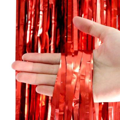 Cortina Metalizada Decorativa Vermelho Plástico para Decoração Wincy