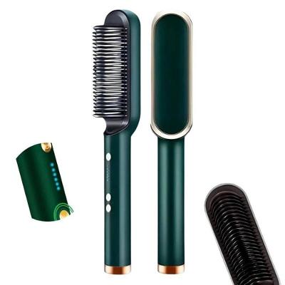 Kit 02 Escova Pente Alisadora Profissional 34W Verde Bivolt